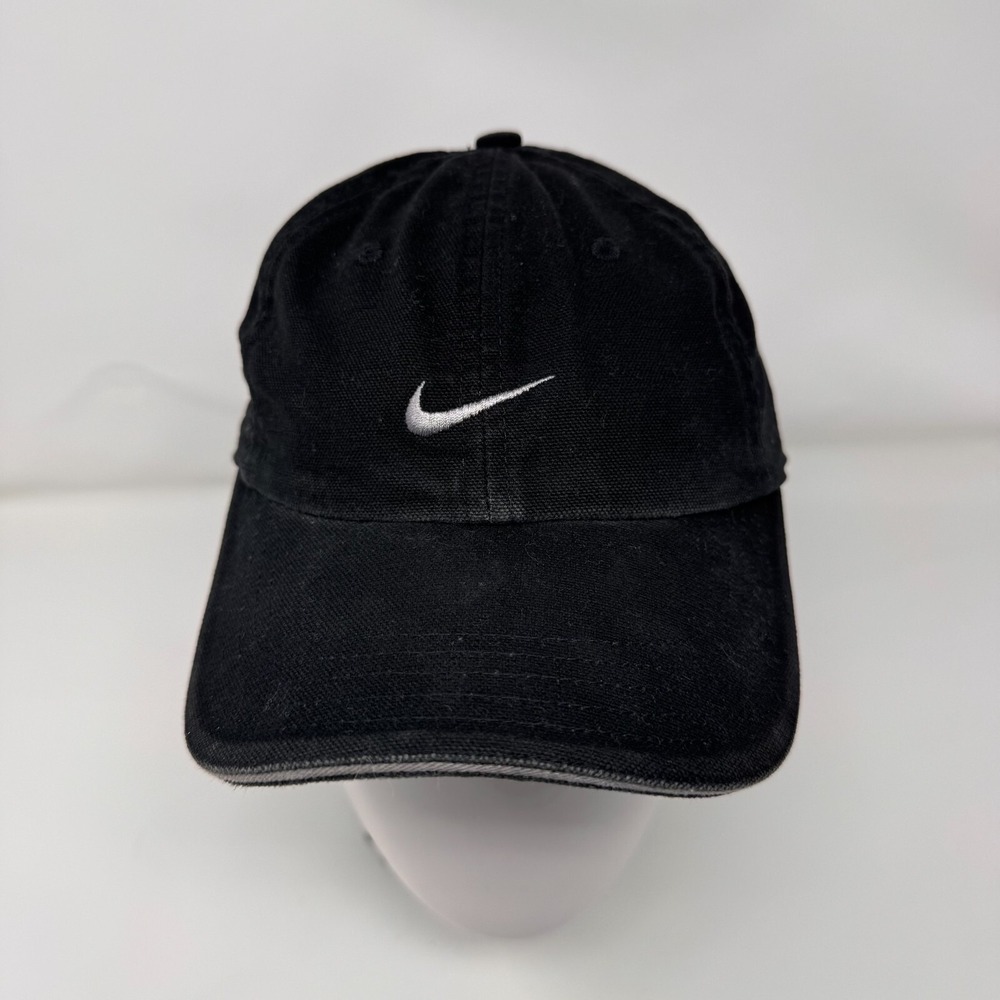Nike Hat Black Youth One Size Adjustable Swoosh Cap Embroidery Logo - Picture 3 of 10
